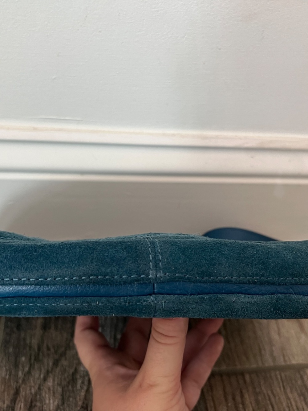 Coach teal blue suede leather medium handbag - Picture 5 of 5